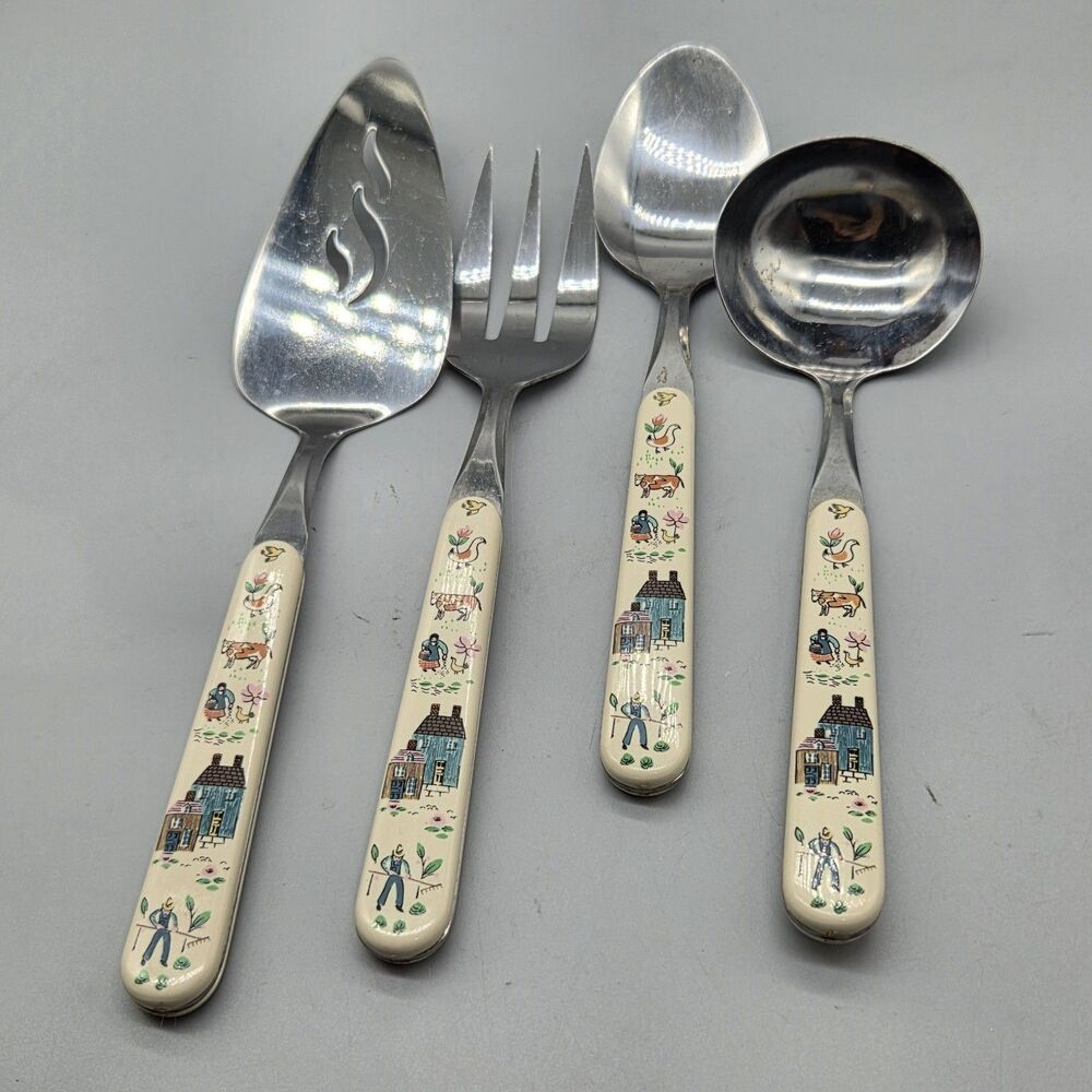 Set (4) vintage International "Heartland" stainless steel serving utensils